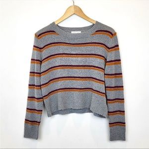 Gray Striped Cropped Sweater, Size XS